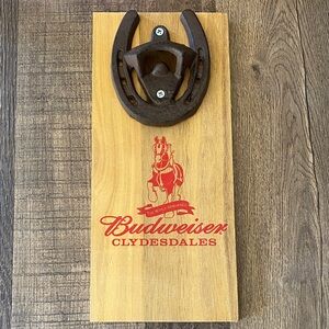Budweiser Red Logo Clydesdales Wooden Wall Opener
